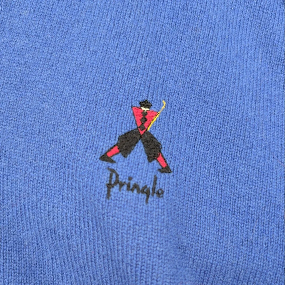VTG‎ Pringle of Scotland Sweater Men M Blue Nick Faldo Pure Wool V-Neck 90s Golf